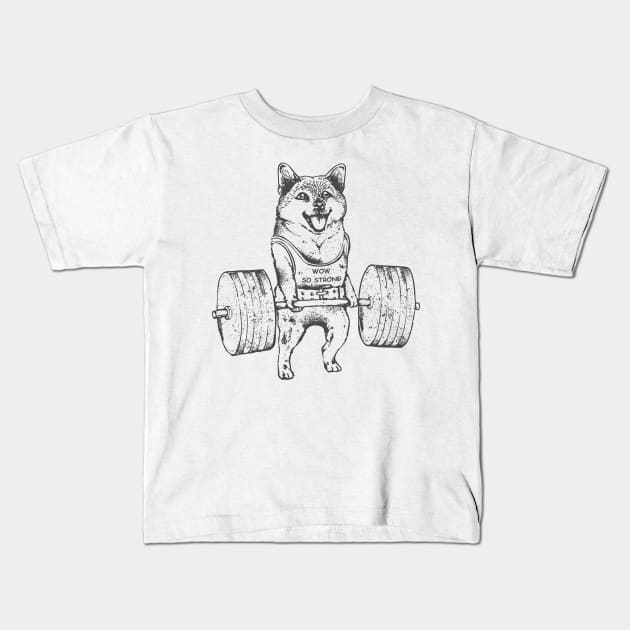 Shiba Inu Lift Kids T-Shirt by huebucket